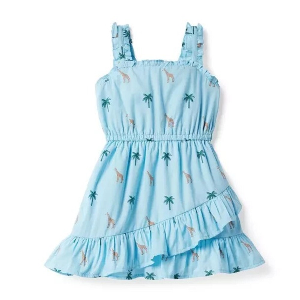 Janie and Jack Blue Giraffe Palm Sundress Girls Sizeโ 12